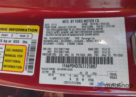 2016 Ford Fusion Se z USA, uszkodzony, nr VIN 1FA6P0HD2G5125887